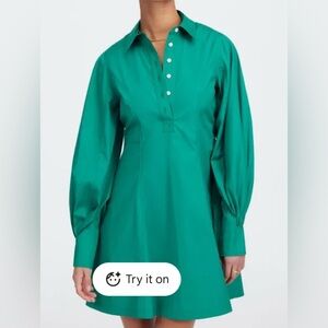 Madewell Seamed Verdant Green mini dress poplin 6